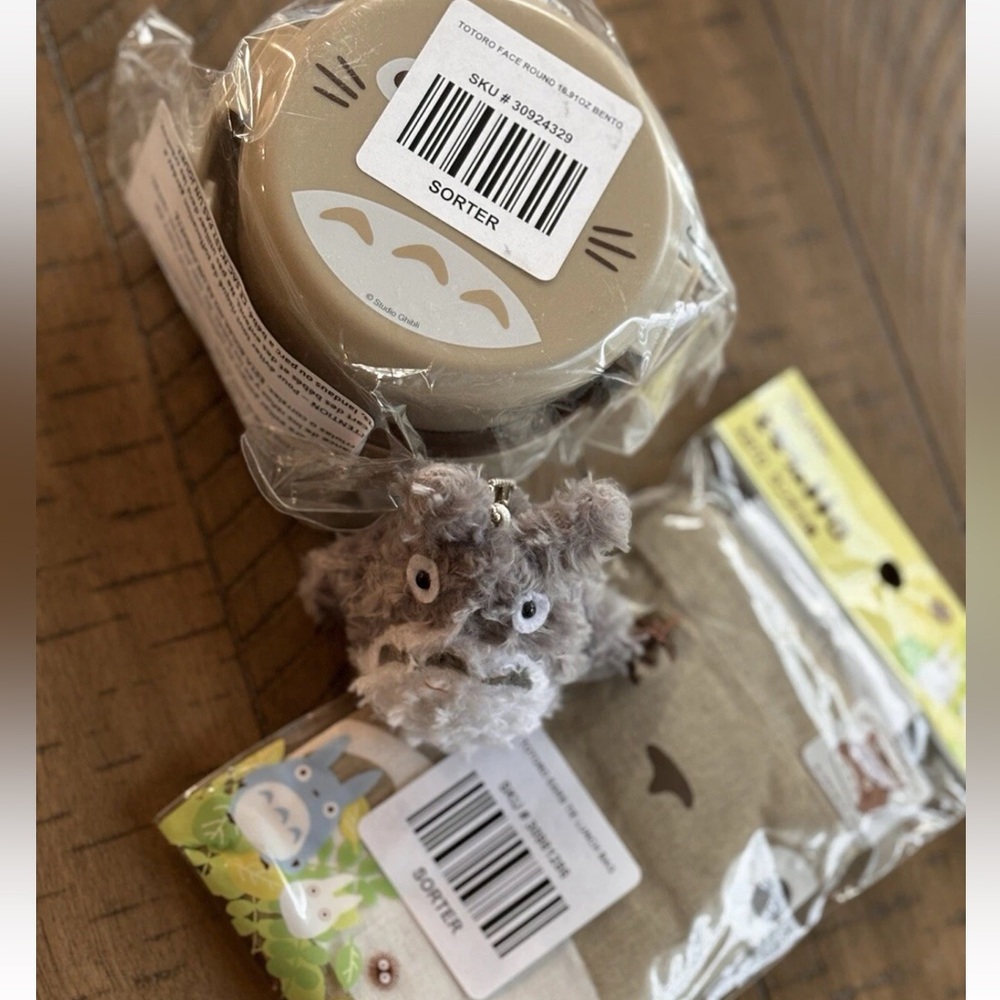 Totoro Kids Backpack with Plush Keychain - Gray